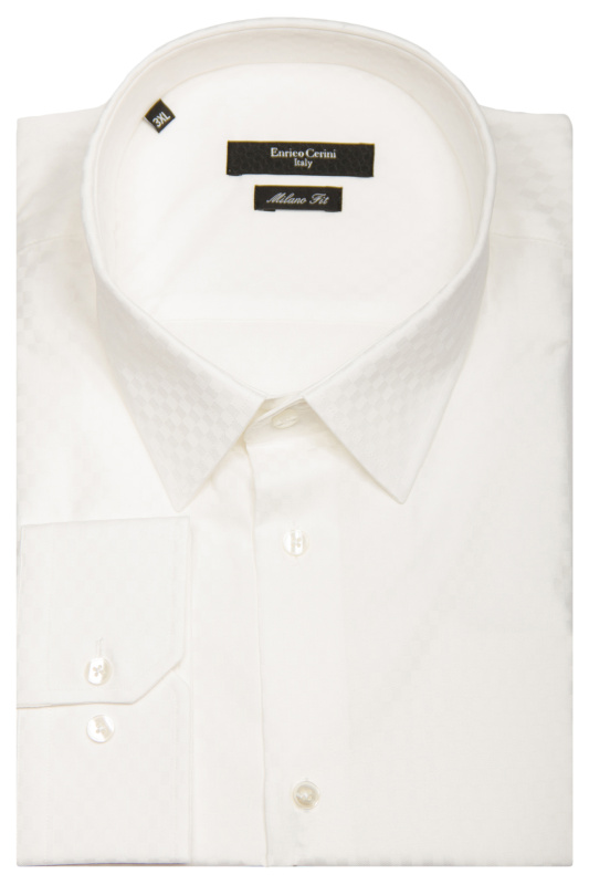 Фото товара Рубашка айвори текстурная ткань ENRICO CERINI, артикул: 161586 Приталені