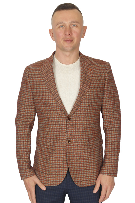Фото товара Пиджак рижий з коричневим в клітинку  MCR, артикул: 40149-1 Піджаки