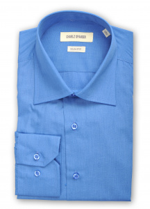 Фото Рубашка синяя Charlz Spanser артикул: 248000-1 Приталені