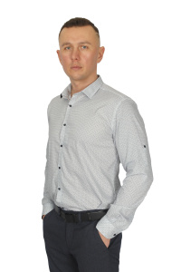 Фото товара Сорочка біла в синій візерунок MCR, артикул: 37339 Приталені