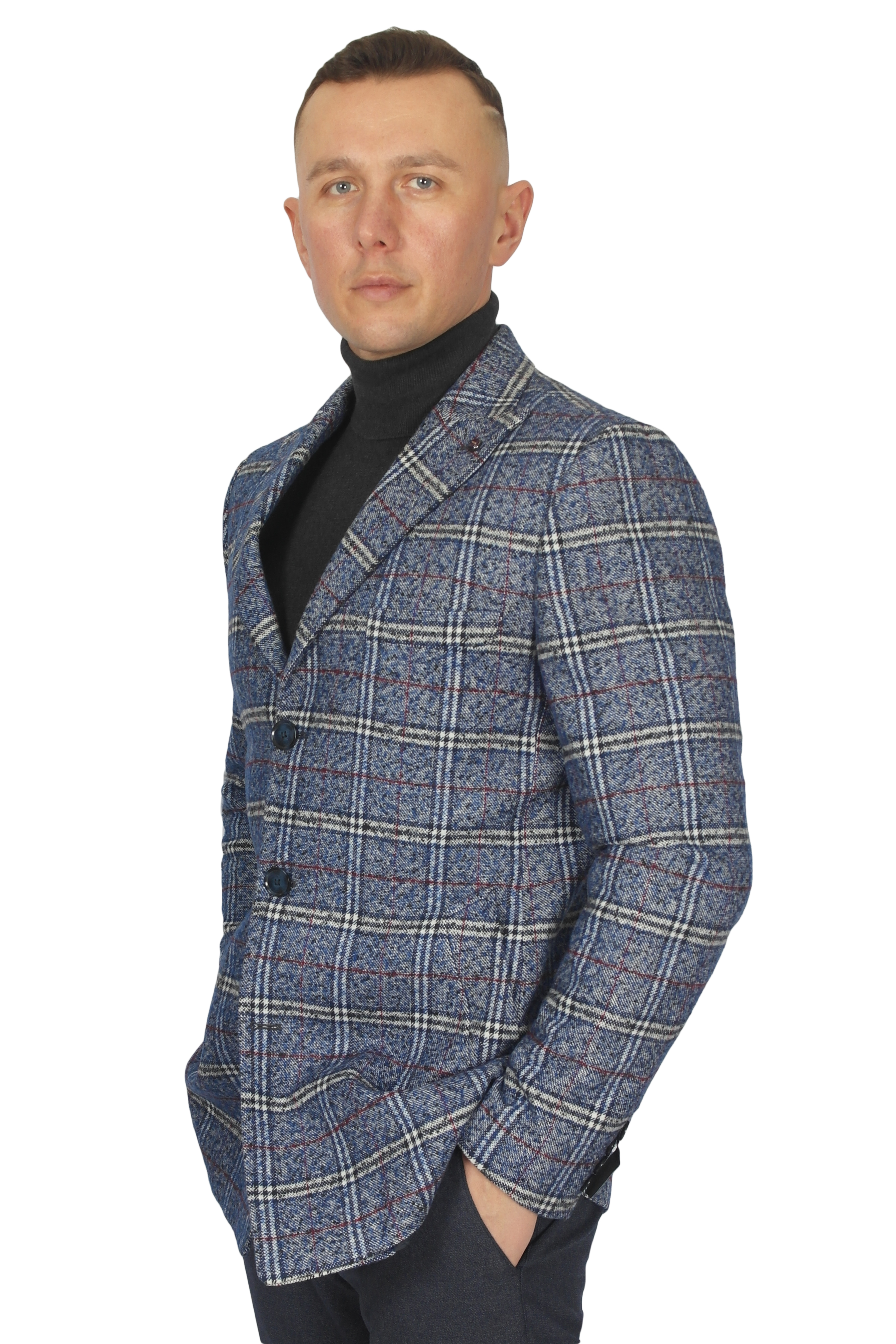 Пальто голубе в клітинку  MCR