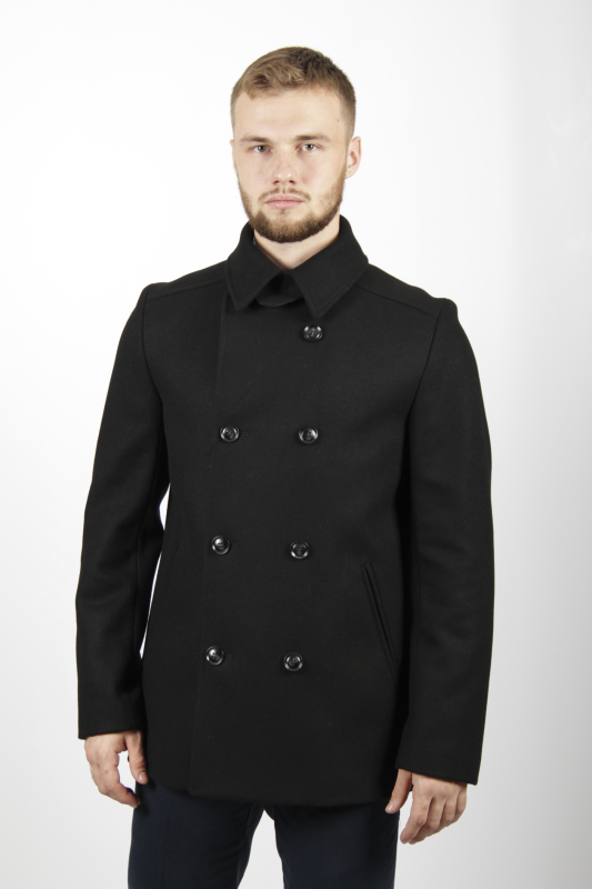 Фото товара Пальто чёрное укороченное двубортное ROLADA, артикул: 3979 Пальто