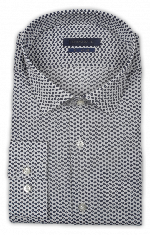 Фото Рубашка белая в темно-синий узор Romano Botta артикул: 2451049 Класичні 