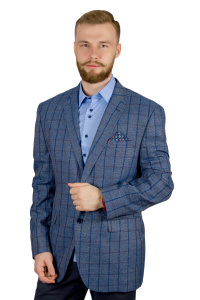 Фото товара Пиджак голубой в клетку льняной ZOLOZZO, артикул: 132 Піджаки