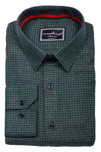 Фото товара Рубашка тёплая зелёная мелкая клетка Giovanni Fratelli, артикул: 0948 Приталені