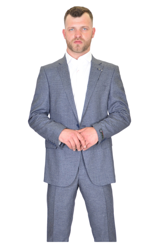 Фото товара Костюм сіро-синій текстурний FABIO ZANETTI 2263-37, артикул: 2263-37 костюм 3 зріст ( 164-178 )