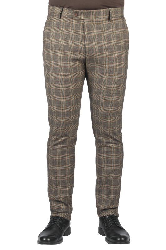 Фото товара Брюки коричневі з бежевим в клітинку MCR, артикул: 38027 Брюки