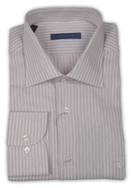 Фото товара Рубашка розовая в полосту и текстурный тканевый узор Romano Botta, артикул: 2422050-1 Класичні 