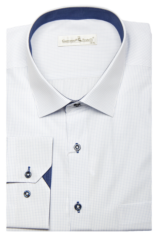 Фото товара Рубашка голубая в мелкую клетку Giovanni Frateli, артикул: 0348 Класичні 