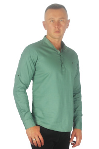 Фото товара Рубашка котоновая мятная стойка ROYMEN, артикул: 0077-055 Приталені