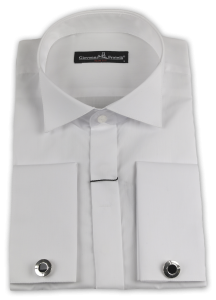 Фото товара Рубашка белая однотонная под запонки и бабочку Giovanni Fratelli, артикул: 03001 Під метелик
