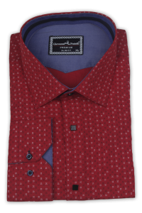 Фото товара Рубашка красная в узор Giovanni Fratelli, артикул: 5009-3 Приталені