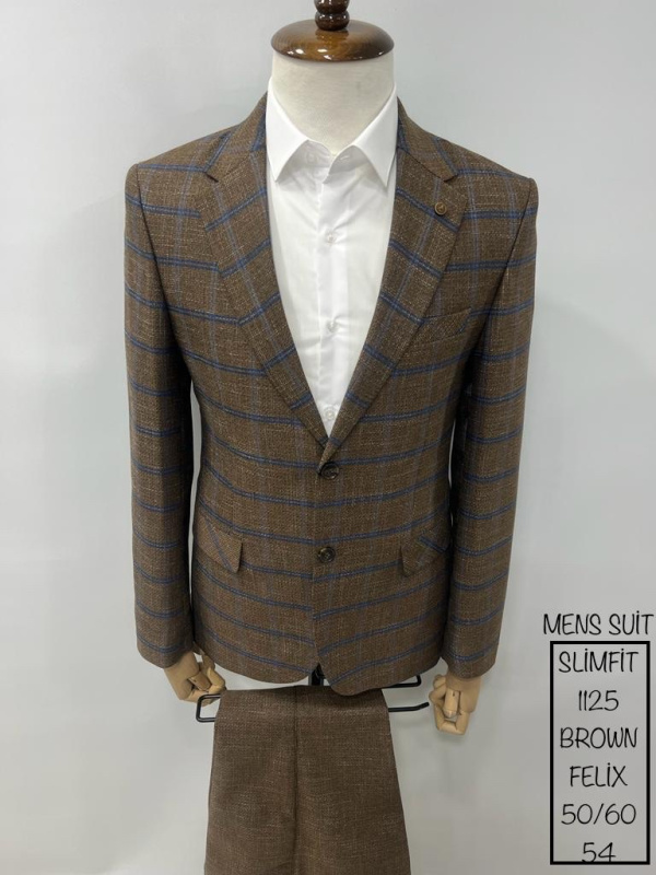 Фото товара Костюм коричневий в голубу клітинку  TONY CASSANO 1125, артикул: 1125 костюм 3 зріст ( 164-178 )