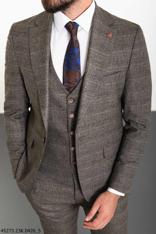 Фото товара Костюм трійка оливка з коричневим MCR, артикул: 45273-1 костюм 3 зріст ( 164-178 )