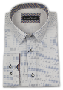 Фото Рубашка белаяв голубой рисунок Giovanni Fratelli артикул: 4067 Приталені