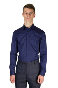 Фото Сорочка темно-синя прихована планка GIOVANNI FRATELLI артикул: 7045-4 Приталені