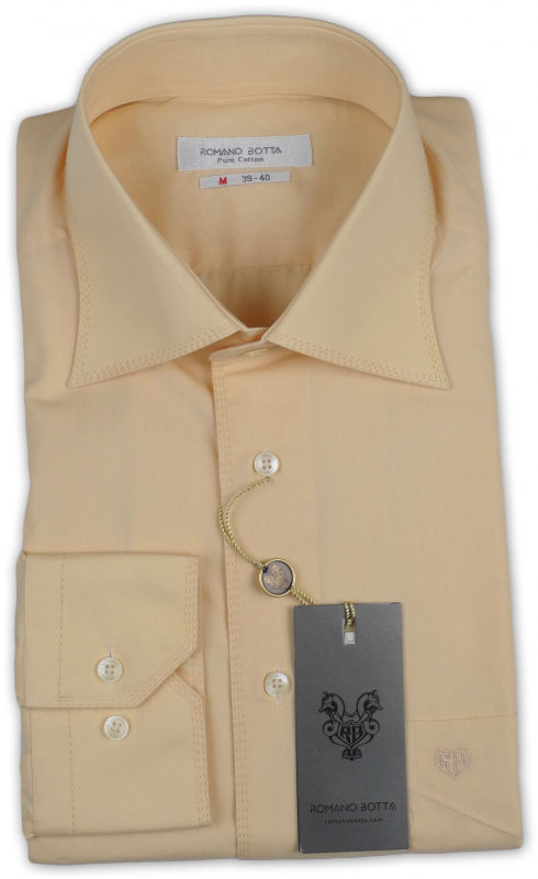 Фото Рубашка персиковая с отстрочкой на воротнике и манжетах Romano Botta артикул: 2482328 Класичні 