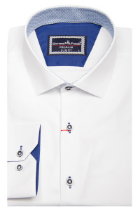 Фото Рубашка белая плотная ткань GIOVANNI FRATELLI артикул: 1423 Приталені