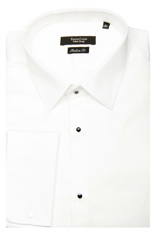 Фото Рубашка белая под запонки с чёрными пуговицами ENRICO CERINI артикул: 192565 Під запонки