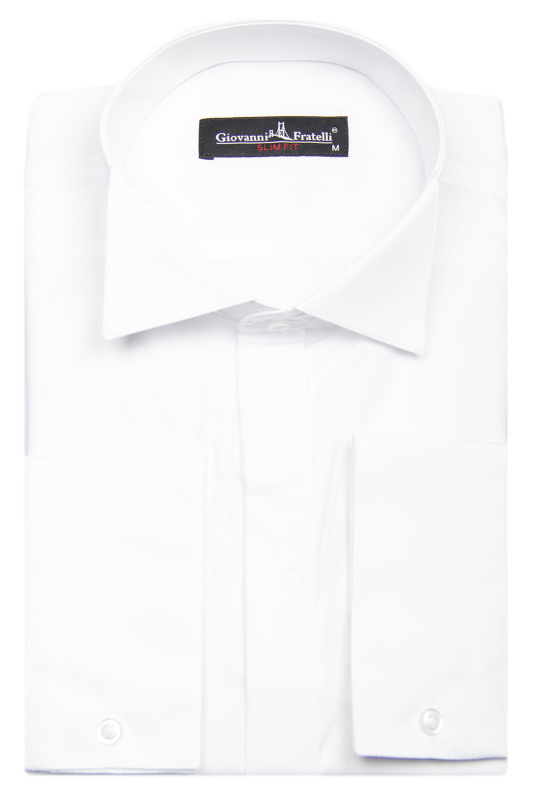Фото товара Рубашка белая однотонная под запонки Giovanni Fratelli11, артикул: 0300-55 Під метелик