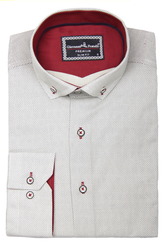 Фото товара Рубашка серая в чёрную точку Giovanni Fratelli, артикул: 5011-5 Приталені