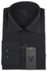 Фото товара Рубашка тёмно-серая с синюю полоску Romano Botta, артикул: 2402131 Класичні 