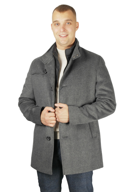 Фото товара Пальто світло-сіре комір на блискавці MAIKLEN, артикул: 1523140 Пальто