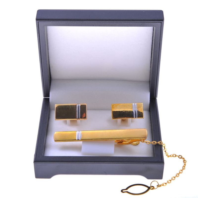 Фото товара Набор запонки и зажим, артикул: 61124 Запонки та зажими