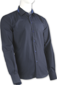 Фото товара Рубашка тёмно-синяя в голубую точечку Giovanni Fratelli, артикул: 0717 Приталені