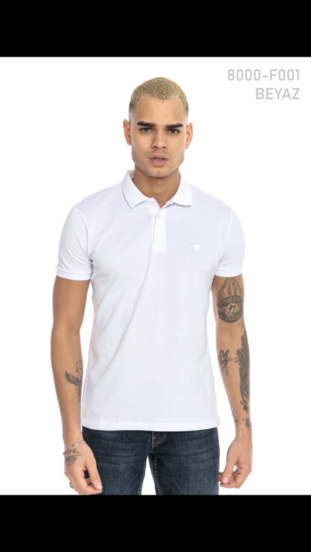 Фото товара Футболка поло біла однотонна  Figo, артикул: 8000-1 Футболки та поло