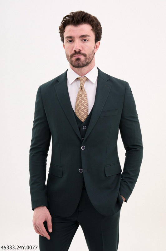 Фото товара Костюм  зелений  однотонний трійка MCR 45201-2, артикул: 45201-2 костюм 3 зріст ( 164-178 )