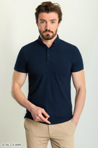 Фото Футболка поло темно-синя текстурна MCR 36786 артикул: 36786 Футболки та поло