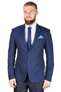 Фото Пиджак тёмно-синий трикотажный текстурный ZOLOZZO артикул: 162 Піджаки