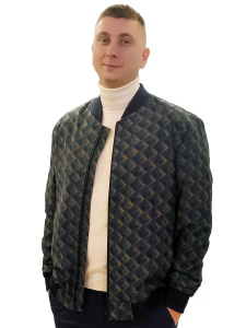 Фото Куртка бомбер синя з візерунком MCR артикул: 39484 Вітровки