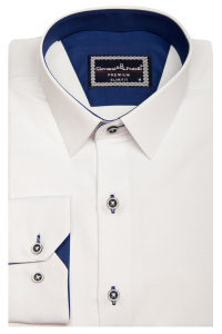 Фото Сорочка біла з чорними гудзиками Giovanni Fratelli артикул: 4002 Приталені