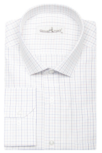 Фото товара Рубашка белая в цветную клетку GIOVANNI FRATELLI, артикул: 0345-9 Класичні 