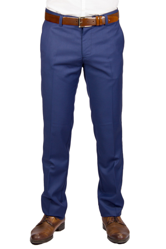 Фото товара Брюки синие однотоныые зауженого кроя OLIVER MANCINI, артикул: 2176 Брюки