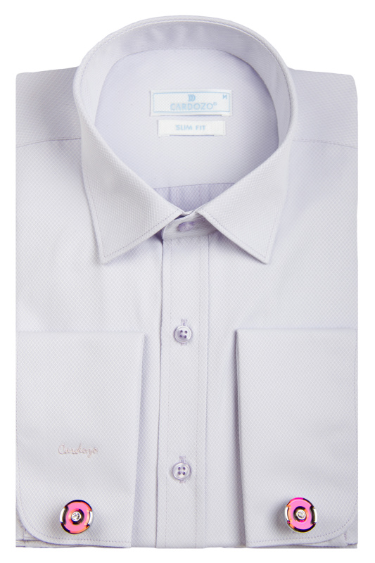 Фото товара Рубашка сиреневая текстурный узор CARDOZO, артикул: 4520-4 Під запонки