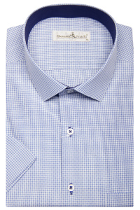 Фото товара Рубашка c коротким рукавом голубая мелкая клетка Giovanni Fratell, артикул: 0343-341 Класичний крій