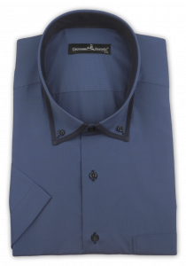 Фото Рубашка с коротким рукавом синяя Giovanni Fratelli артикул: 1342-2 Класичний крій