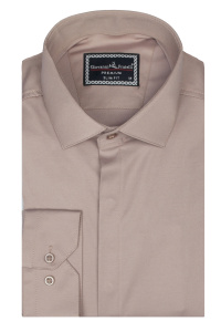 Фото товара Сорочка світло-коричнева прихована планка  GIOVANNI FRATELLI, артикул: 7045-20 Приталені
