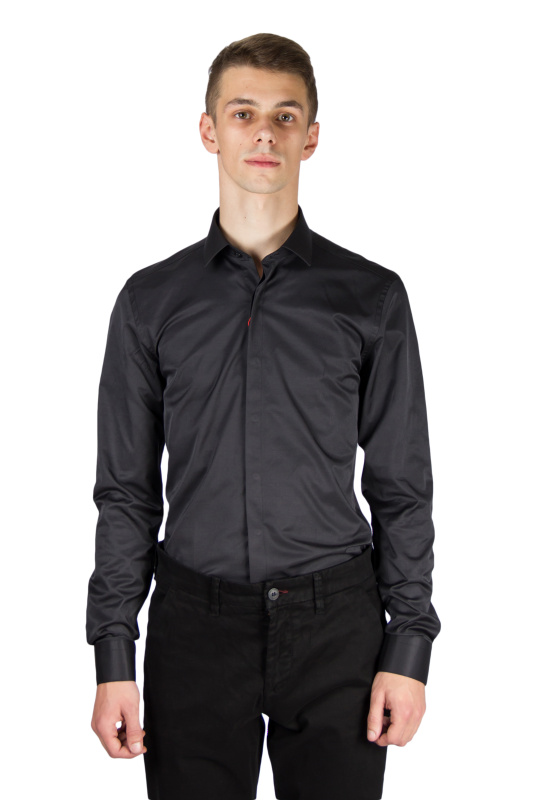 Фото товара Сорочка чорна прихована планка  GIOVANNI FRATELLI, артикул: 7045-5 Приталені