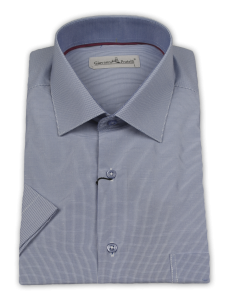 Фото товара Рубашка c коротким рукавом голубая мелкая клетка Giovanni Fratelli, артикул: 0343-18 Класичний крій