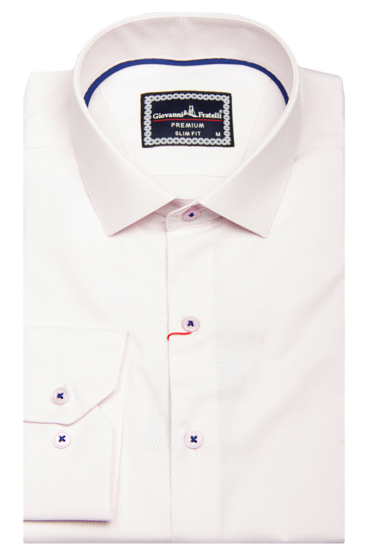 Фото товара Рубашка розовая текстурная ткань  Giovanni Fratelli, артикул: 1462 Приталені