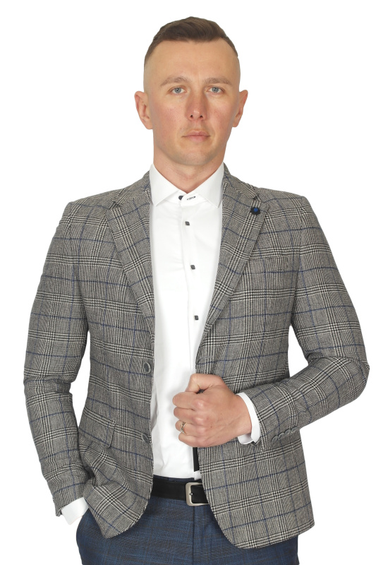 Фото товара Піджак сірий в синю клітинку  MCR, артикул: 40562-001 Піджаки