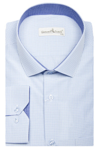 Фото товара Рубашка белая в голубую клетку GIOVANNI FRATELLI, артикул: 0343-13 Класичні 