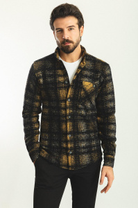 Фото товара Сорочка тепла чорна в бежеву клітинку  MCR, артикул: 37693 Приталені