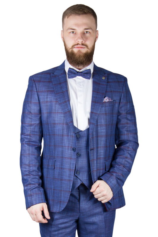 Фото товара Костюм тройка синий в клетку ANTOINE GRIZMANN, артикул: 420-1 костюм 3 зріст ( 164-178 )