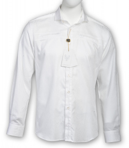Фото Рубашка белая в текстурный тканевый узор и отделкой на воротнике Romano Botta артикул: 2422012 Класичні 