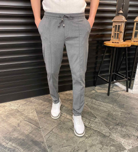 Фото товара Брюки світло-сірі  на завязках TAWIL, артикул: 4226-1 Брюки